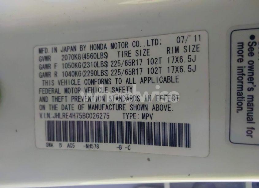 Photo 9 of 2011 Honda Cr-v EX-L (VIN JHLRE4H75BC026275)