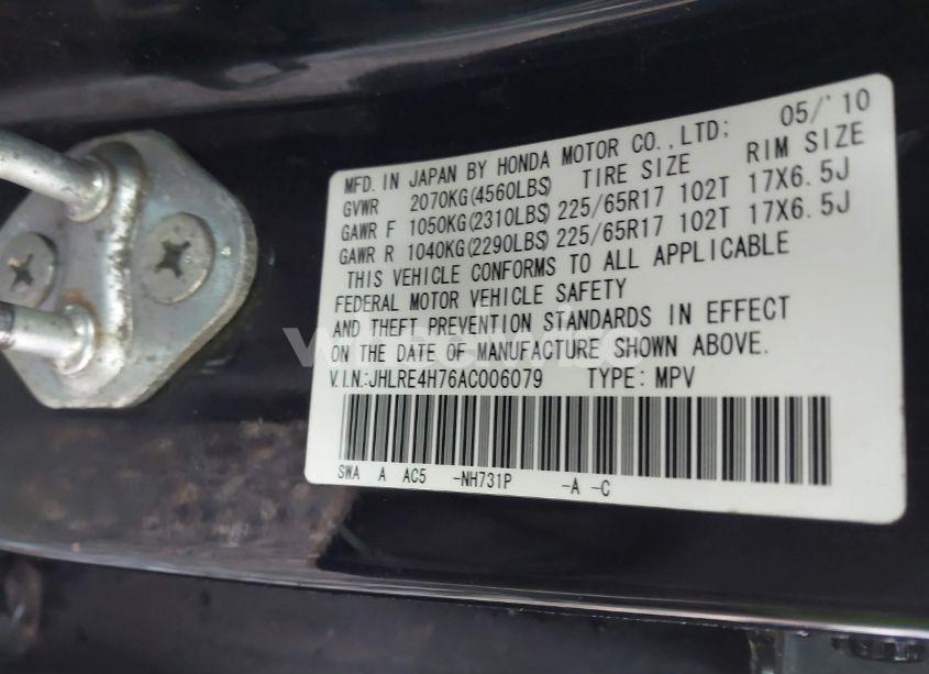 Photo 9 of 2010 Honda Cr-v EX-L (VIN JHLRE4H76AC006079)