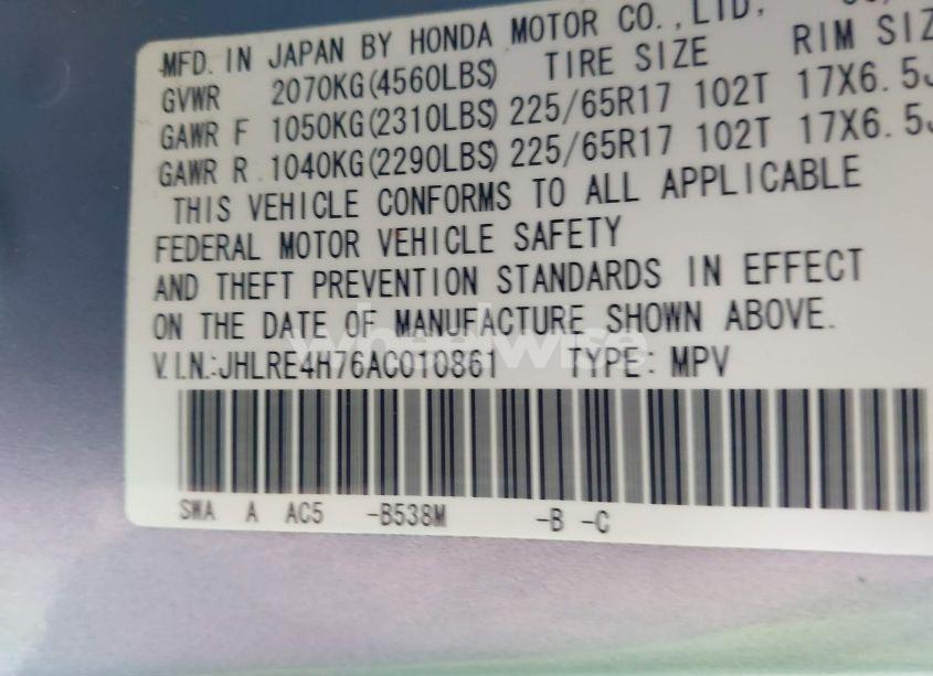 Photo 9 of 2010 Honda Cr-v EX-L (VIN JHLRE4H76AC010861)