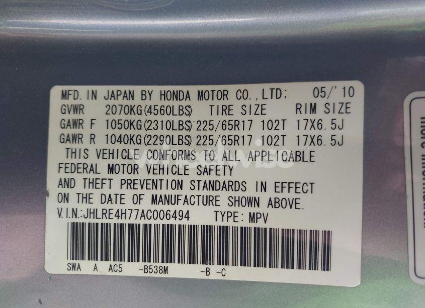 Photo 9 of 2010 Honda Cr-v EX-L (VIN JHLRE4H77AC006494)