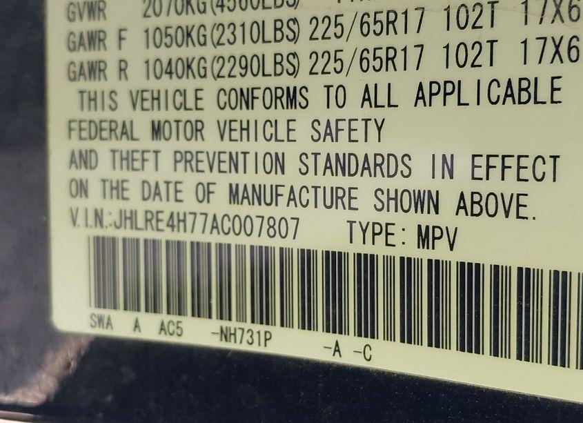 Photo 9 of 2010 Honda Cr-v EX-L (VIN JHLRE4H77AC007807)