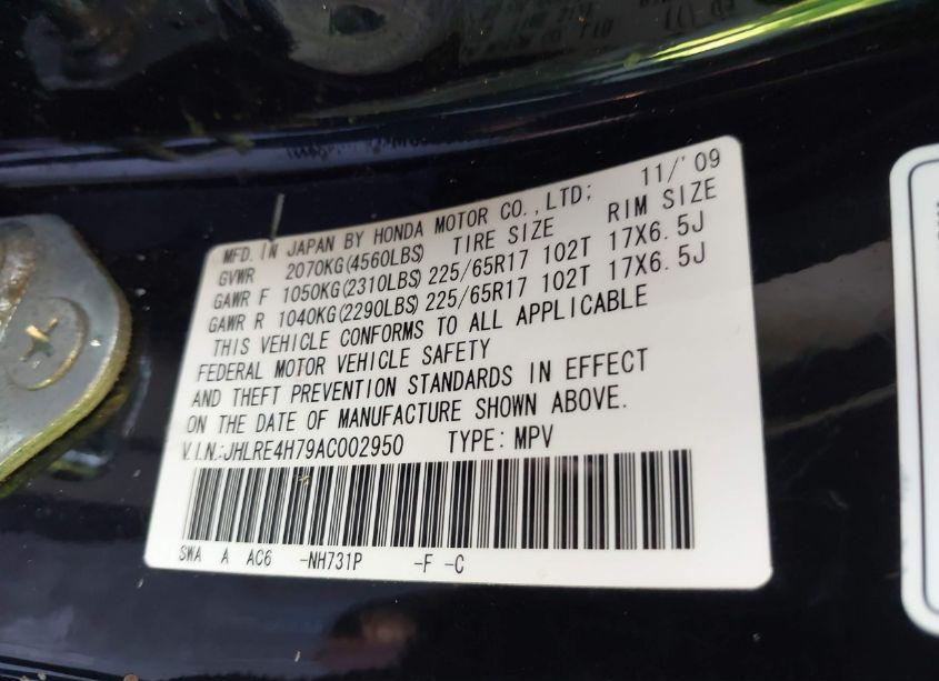 Photo 9 of 2010 Honda Cr-v EX-L (VIN JHLRE4H79AC002950)