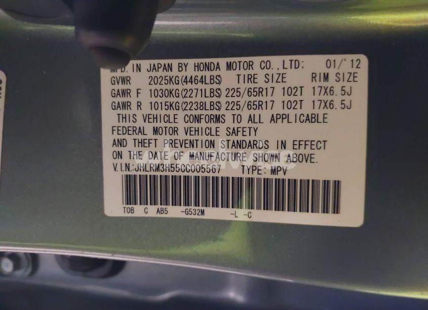 Photo 9 of 2012 Honda Cr-v EX (VIN JHLRM3H55CC005567)