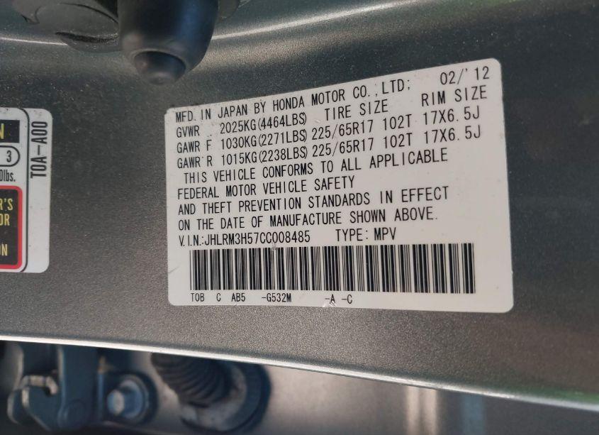 Photo 9 of 2012 Honda Cr-v EX (VIN JHLRM3H57CC008485)