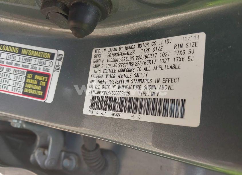 Photo 9 of 2012 Honda Cr-v EX-L (VIN JHLRM4H76CC002426)