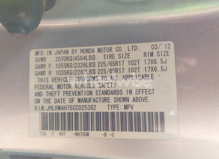 Photo 9 of 2012 Honda Cr-v EX-L (VIN JHLRM4H76CC025382)