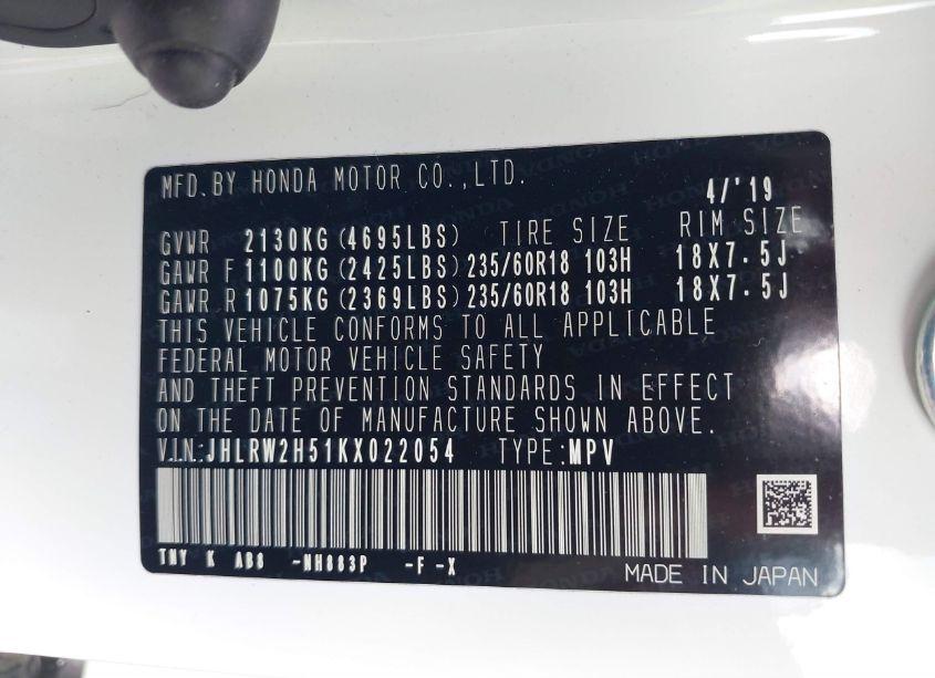 Photo 9 of 2019 Honda Cr-v EX (VIN JHLRW2H51KX022054)
