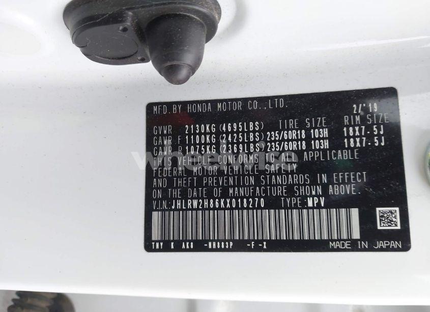 Photo 9 of 2019 Honda Cr-v EX-L (VIN JHLRW2H86KX018270)