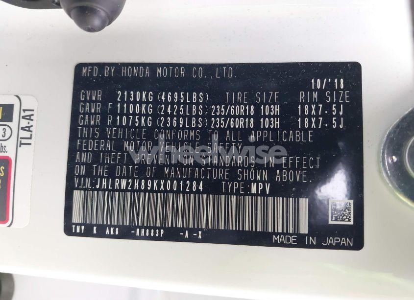 Photo 9 of 2019 Honda Cr-v EX-L (VIN JHLRW2H89KX001284)