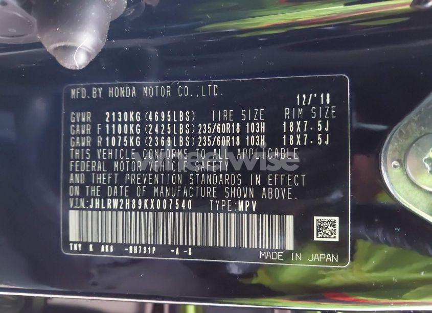 Photo 9 of 2019 Honda Cr-v EX-L (VIN JHLRW2H89KX007540)