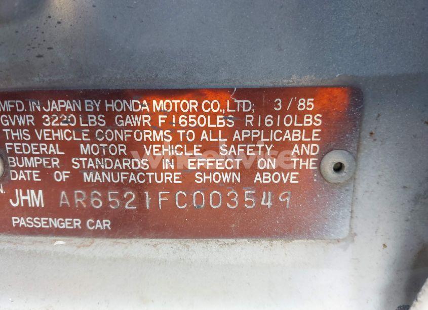 Photo 9 of 1985 Honda Civic (VIN JHMAR6521FC003549)