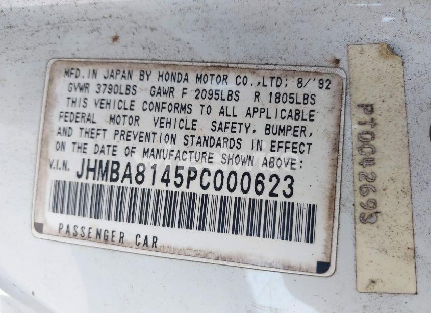 Photo 9 of 1993 Honda Prelude S (VIN JHMBA8145PC000623)