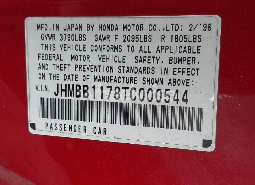 Photo 9 of 1996 Honda Prelude SR-V (VIN JHMBB1178TC000544)