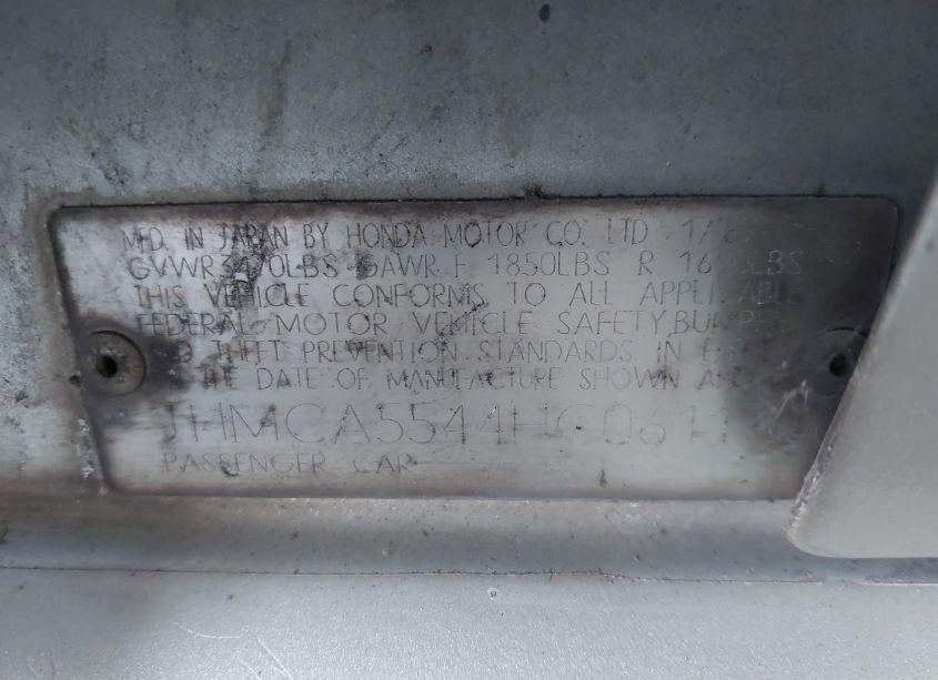 Photo 9 of 1987 Honda Accord LXI (VIN JHMCA5544HC061170)