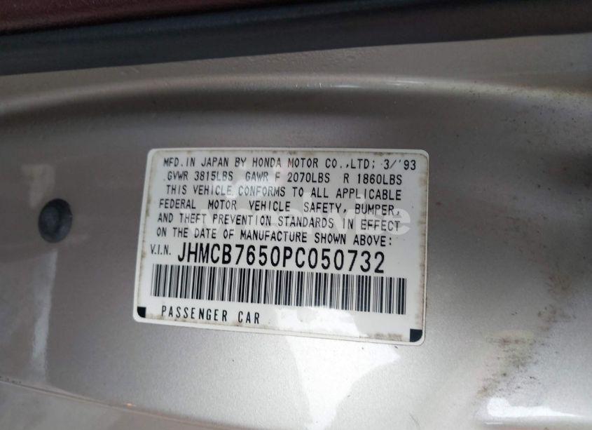 Photo 9 of 1993 Honda Accord LX (VIN JHMCB7650PC050732)