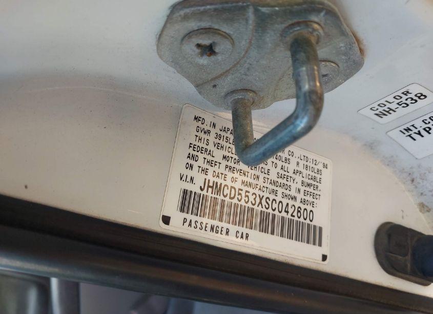 Photo 9 of 1995 Honda Accord LX (VIN JHMCD553XSC042600)