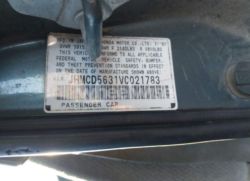 Photo 9 of 1997 Honda Accord LX (VIN JHMCD5631VC021783)