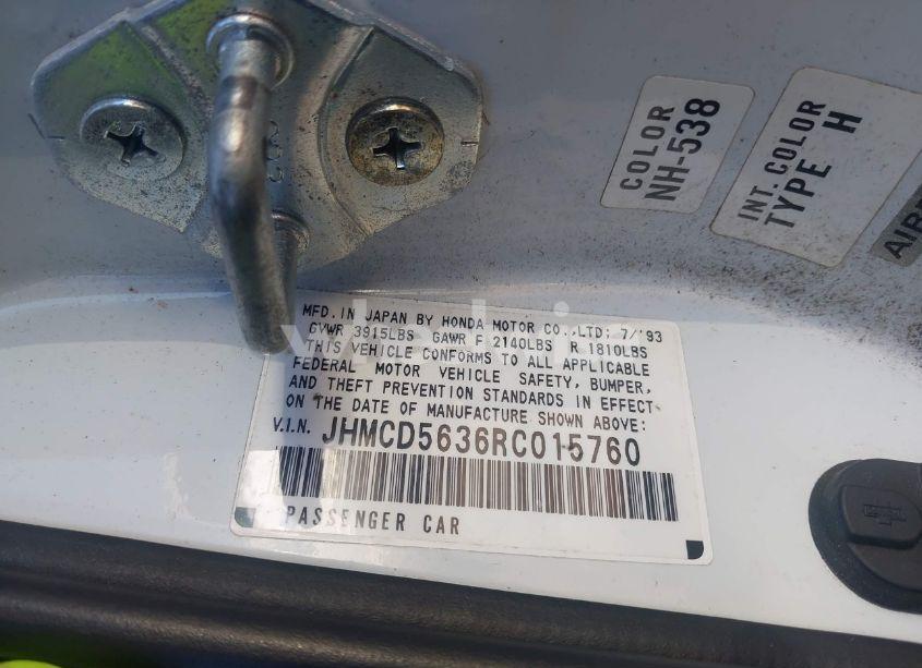 Photo 9 of 1994 Honda Accord LX (VIN JHMCD5636RC015760)