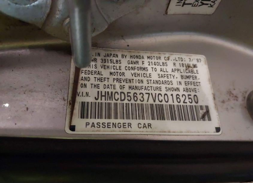 Photo 9 of 1997 Honda Accord LX (VIN JHMCD5637VC016250)