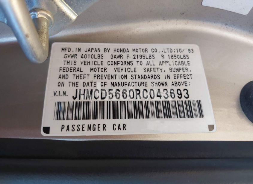 Photo 9 of 1994 Honda Accord EX (VIN JHMCD5660RC043693)