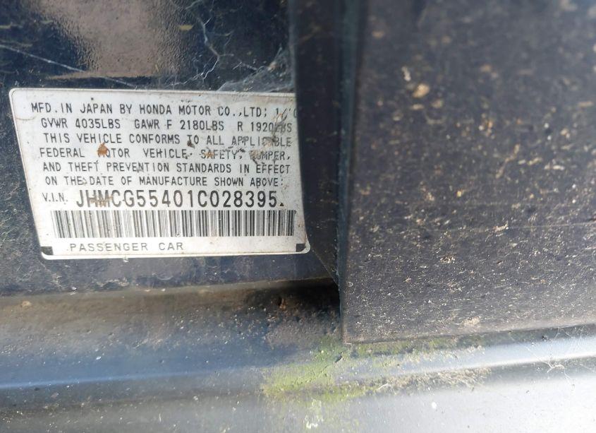 Photo 9 of 2001 Honda Accord 2.3 LX (VIN JHMCG55401C028395)