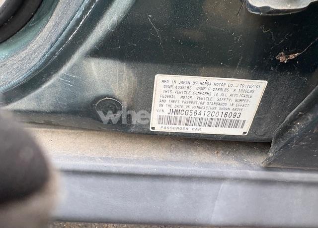 Photo 9 of 2002 Honda Accord 2.3 LX (VIN JHMCG56412C016093)