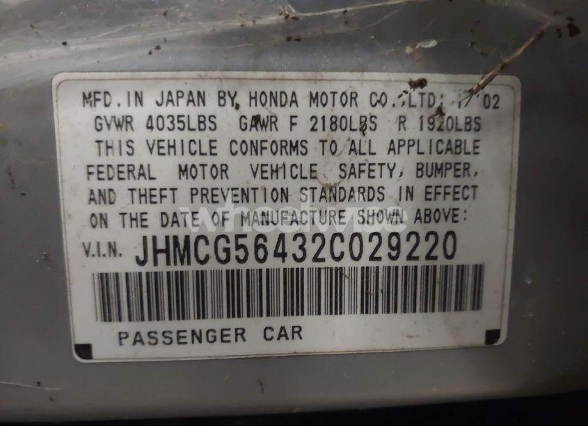 Photo 9 of 2002 Honda Accord 2.3 LX (VIN JHMCG56432C029220)