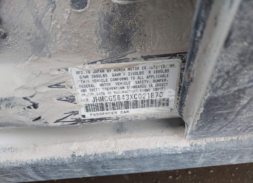 Photo 9 of 1999 Honda Accord LX (VIN JHMCG5643XC021870)