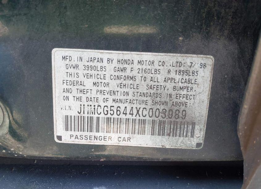 Photo 9 of 1999 Honda Accord LX (VIN JHMCG5644XC003989)