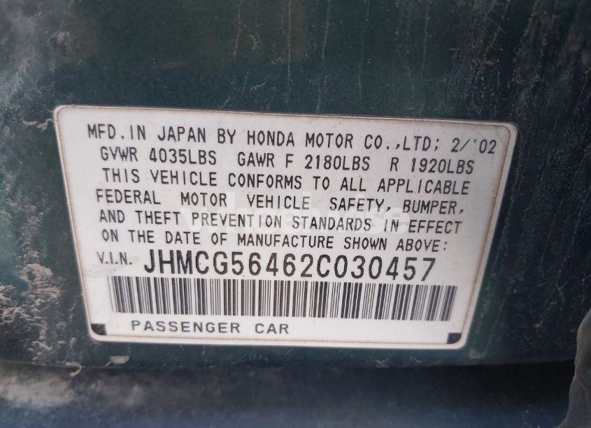 Photo 9 of 2002 Honda Accord 2.3 LX (VIN JHMCG56462C030457)