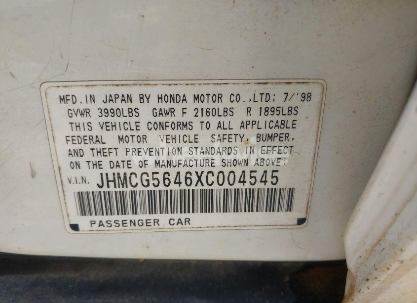 Photo 9 of 1999 Honda Accord LX (VIN JHMCG5646XC004545)