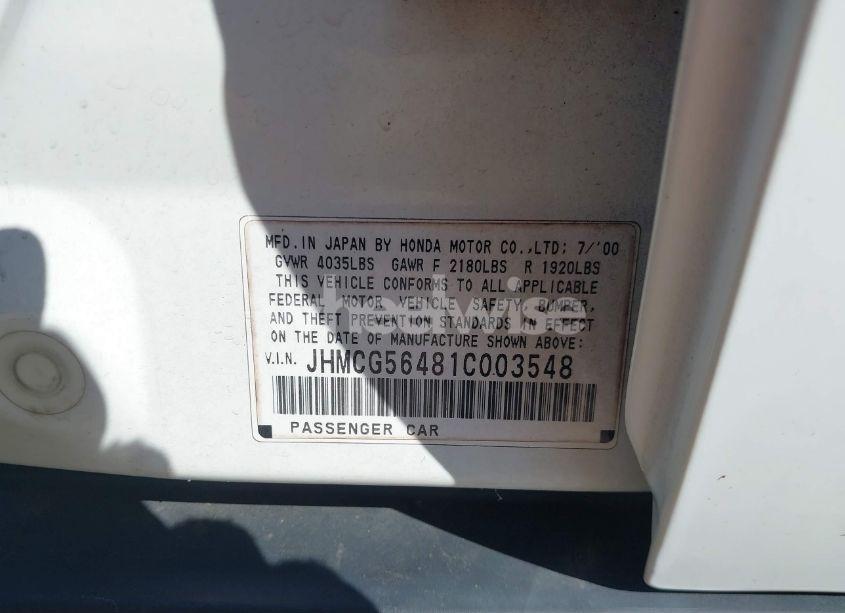 Photo 9 of 2001 Honda Accord LX (VIN JHMCG56481C003548)