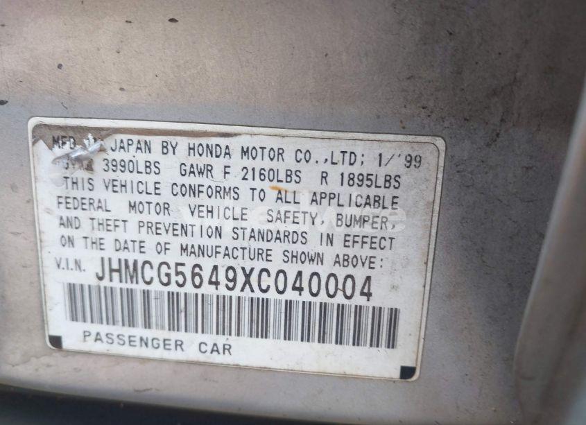Photo 9 of 1999 Honda Accord LX (VIN JHMCG5649XC040004)