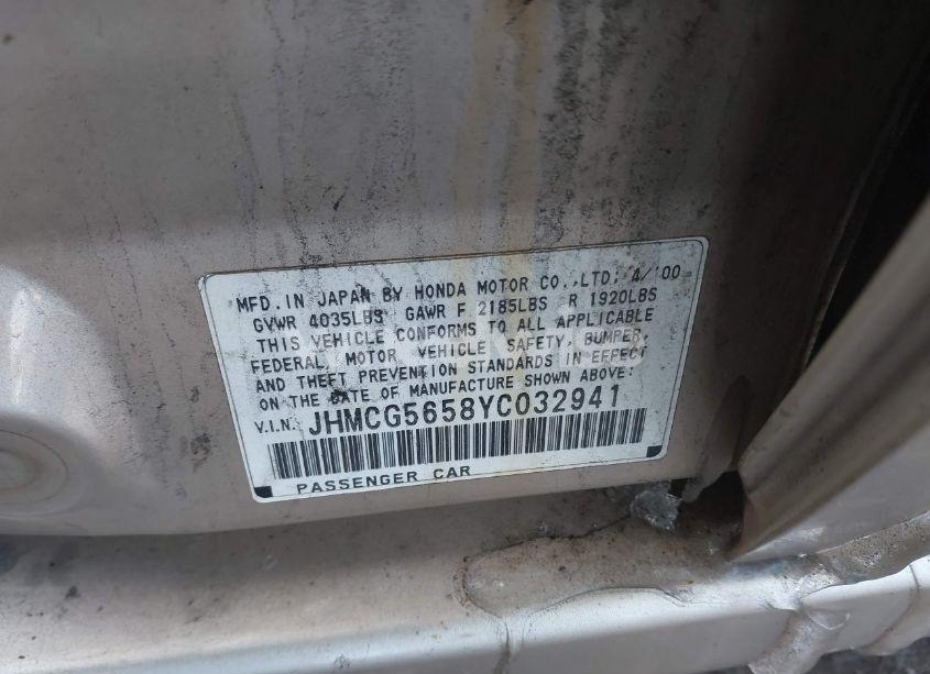 Photo 9 of 2000 Honda Accord 2.3 EX (VIN JHMCG5658YC032941)