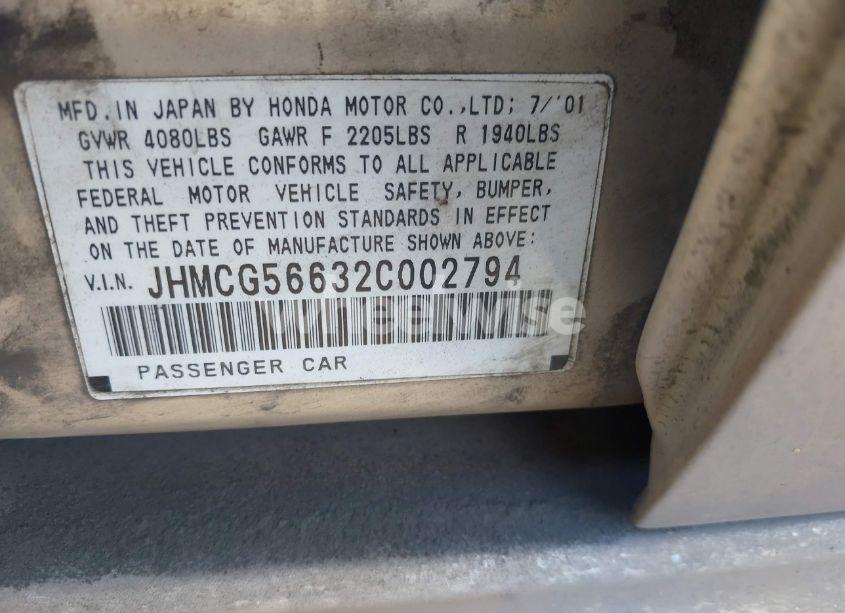 Photo 9 of 2002 Honda Accord 2.3 EX (VIN JHMCG56632C002794)