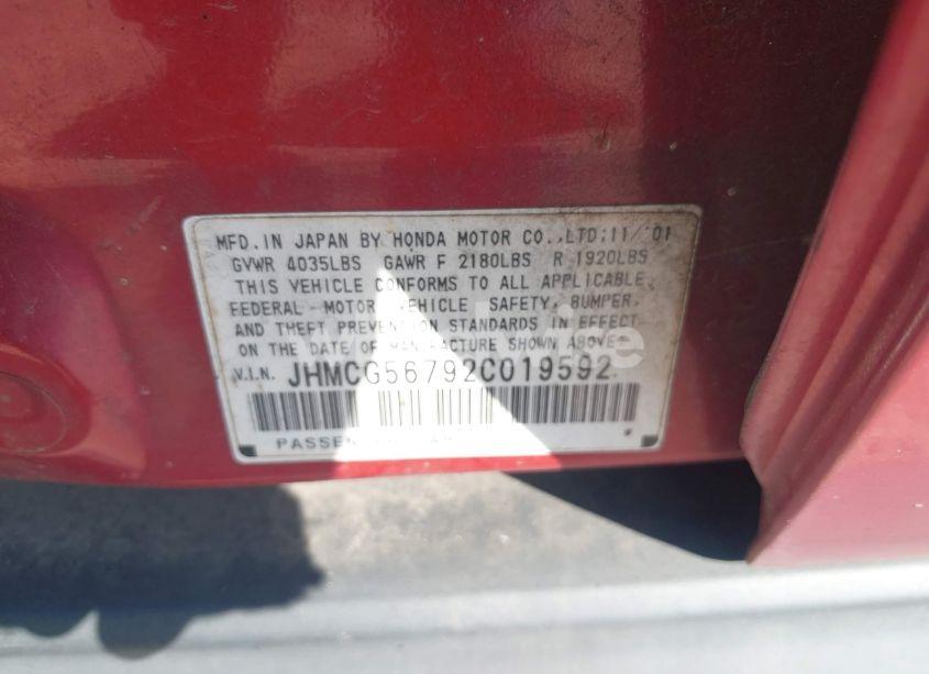 Photo 9 of 2002 Honda Accord 2.3 SE (VIN JHMCG56792C019592)