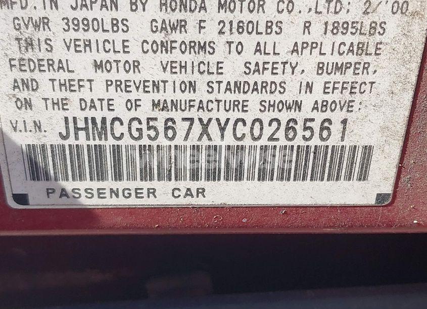 Photo 9 of 2000 Honda Accord 2.3 SE (VIN JHMCG567XYC026561)