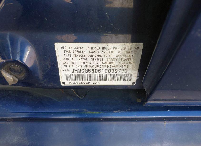 Photo 9 of 2001 Honda Accord 2.3 EX (VIN JHMCG66061C009772)