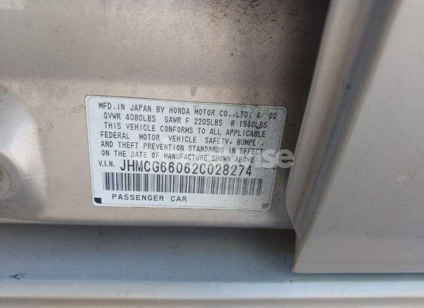 Photo 9 of 2002 Honda Accord 2.3 EX (VIN JHMCG66062C028274)