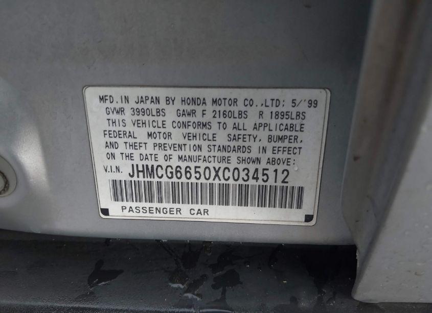 Photo 9 of 1999 Honda Accord LX (VIN JHMCG6650XC034512)