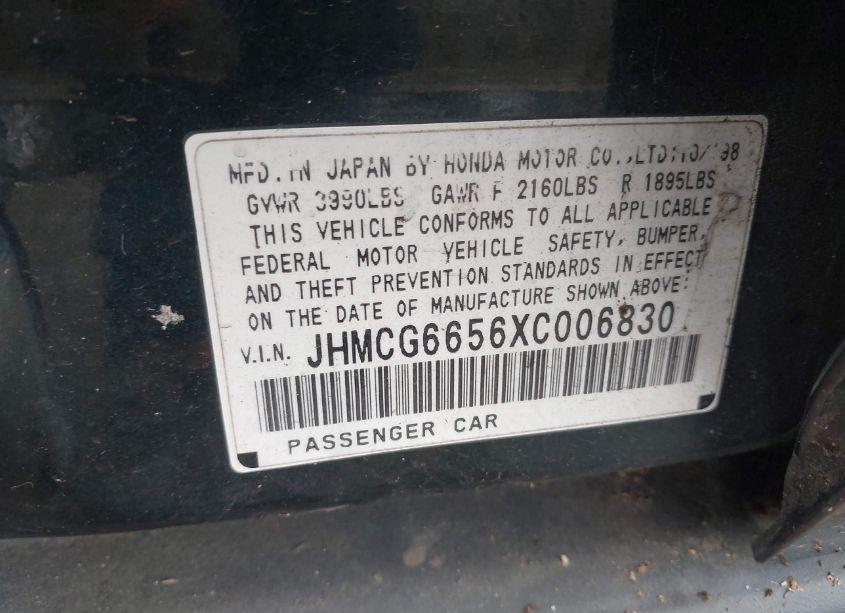 Photo 9 of 1999 Honda Accord LX (VIN JHMCG6656XC006830)