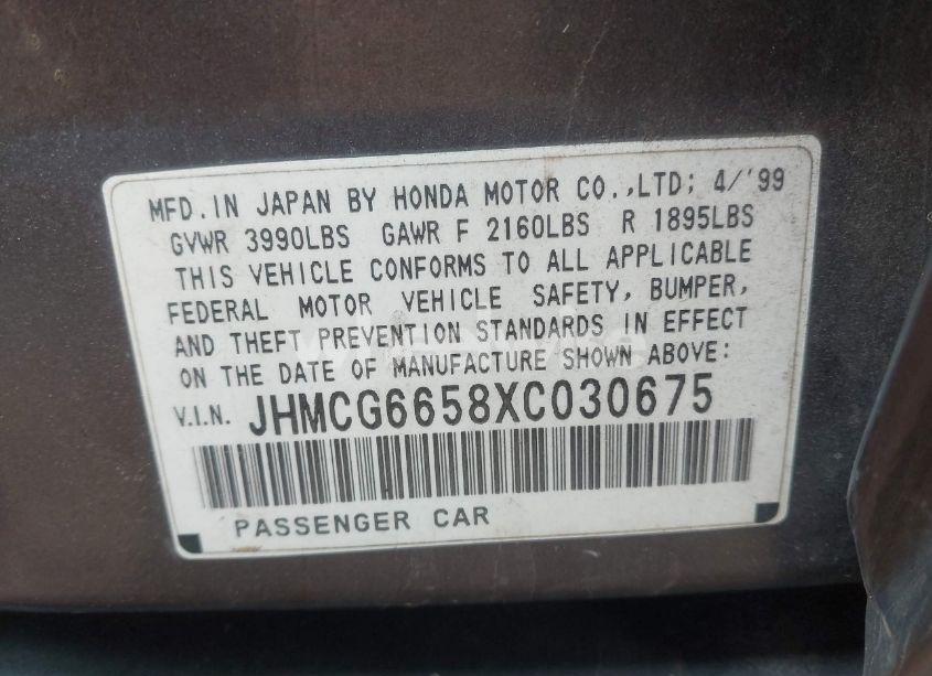 Photo 9 of 1999 Honda Accord LX (VIN JHMCG6658XC030675)