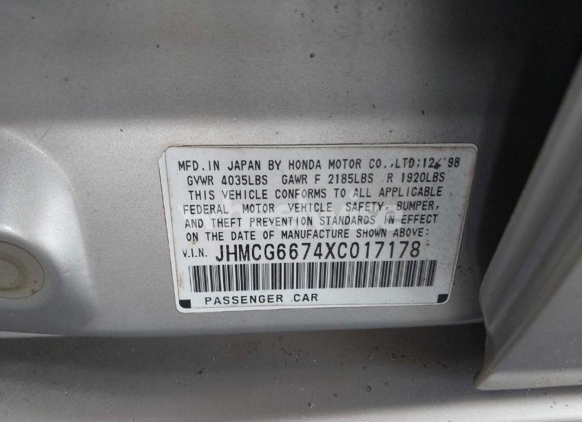 Photo 9 of 1999 Honda Accord EX (VIN JHMCG6674XC017178)