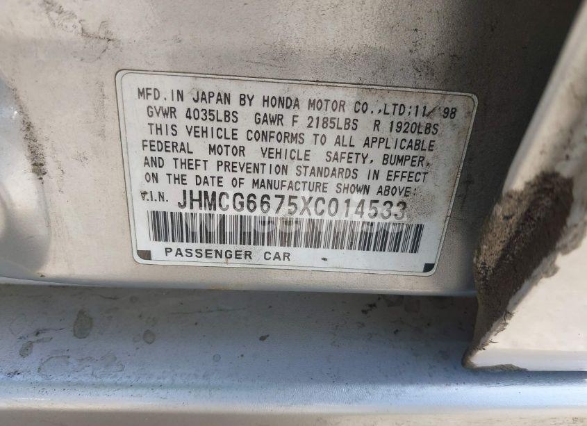 Photo 9 of 1999 Honda Accord EX (VIN JHMCG6675XC014533)