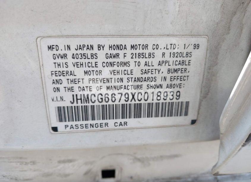 Photo 9 of 1999 Honda Accord EX (VIN JHMCG6679XC018939)