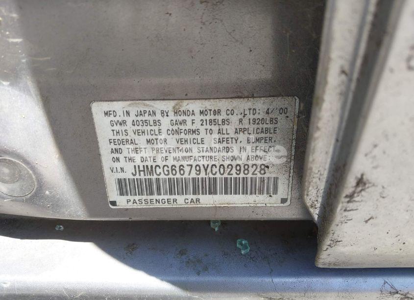 Photo 9 of 2000 Honda Accord 2.3 EX (VIN JHMCG6679YC029828)