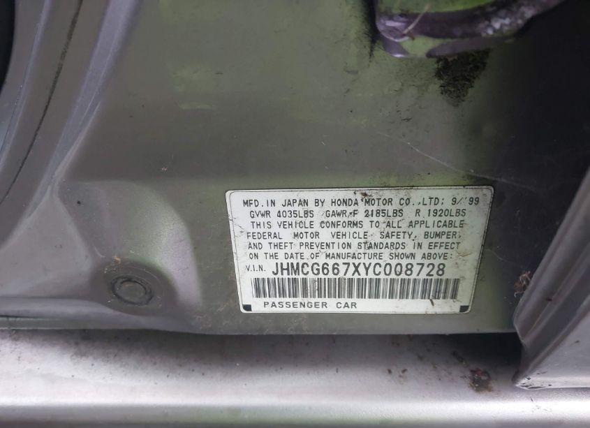 Photo 9 of 2000 Honda Accord 2.3 EX (VIN JHMCG667XYC008728)