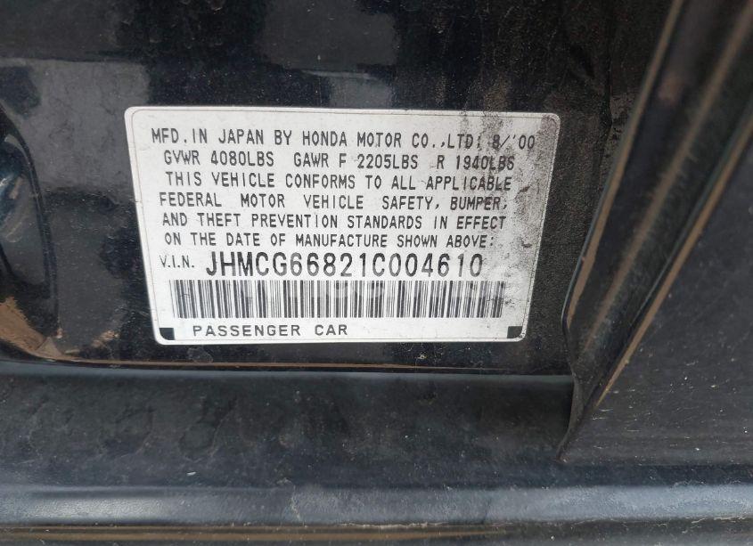 Photo 9 of 2001 Honda Accord 2.3 EX (VIN JHMCG66821C004610)