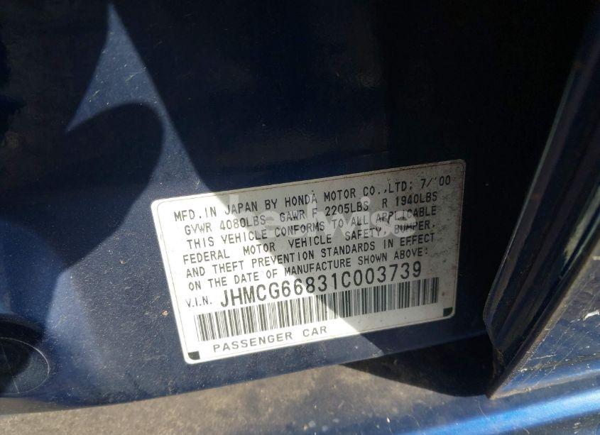 Photo 9 of 2001 Honda Accord 2.3 EX (VIN JHMCG66831C003739)
