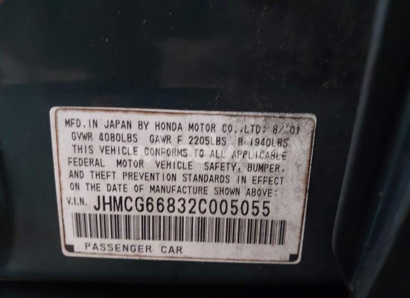 Photo 9 of 2002 Honda Accord 2.3 EX/2.3 SE (VIN JHMCG66832C005055)